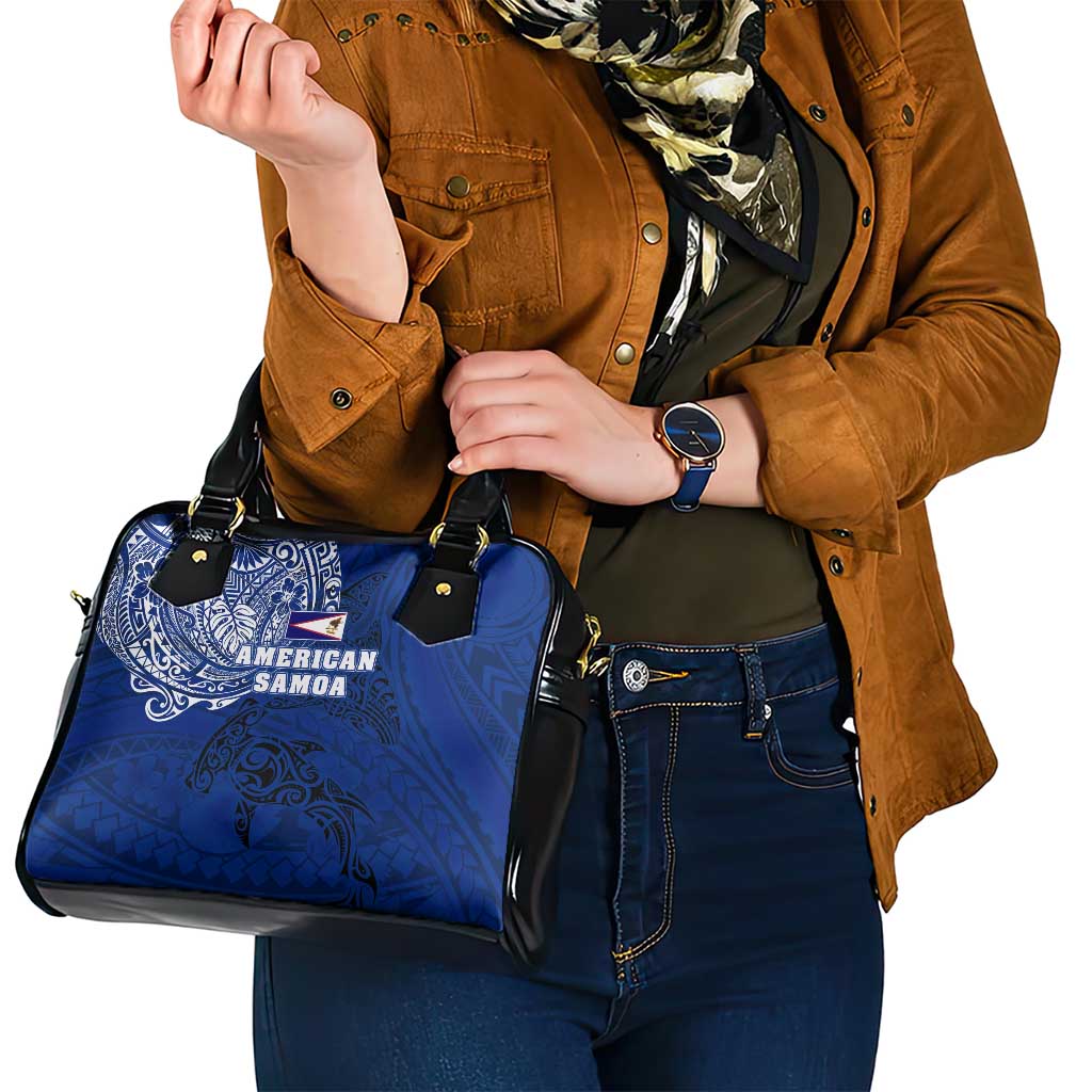 Sharks And American Samoa Shoulder Handbag Simple Polynesian Blue DT02 - Polynesian Pride