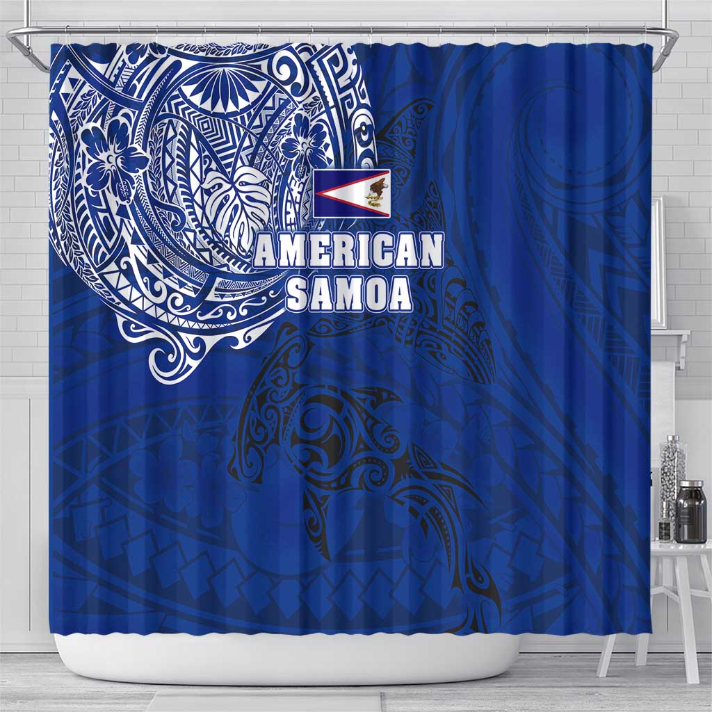 Sharks And American Samoa Shower Curtain Simple Polynesian Blue DT02 - Polynesian Pride