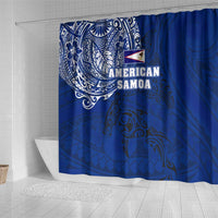 Sharks And American Samoa Shower Curtain Simple Polynesian Blue DT02 - Polynesian Pride