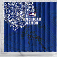 Sharks And American Samoa Shower Curtain Simple Polynesian Blue DT02 - Polynesian Pride