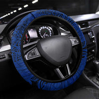 Sharks And American Samoa Steering Wheel Cover Simple Polynesian Blue DT02 Universal Fit Blue - Polynesian Pride