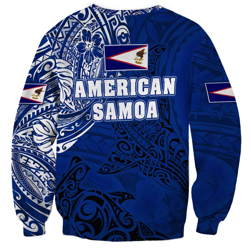 Sharks And American Samoa Sweatshirt Simple Polynesian Blue DT02 - Polynesian Pride