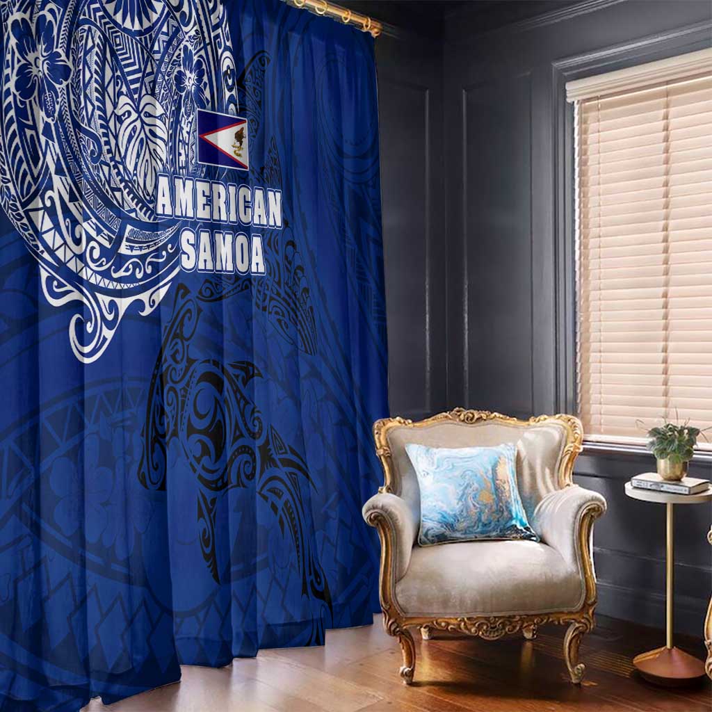 Sharks And American Samoa Window Curtain Simple Polynesian Blue DT02 - Polynesian Pride