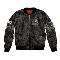 Personalized Shaka Girls America Samoa Bomber Jacket Tropical Flowers Vintage DT02 Unisex Black - Polynesian Pride