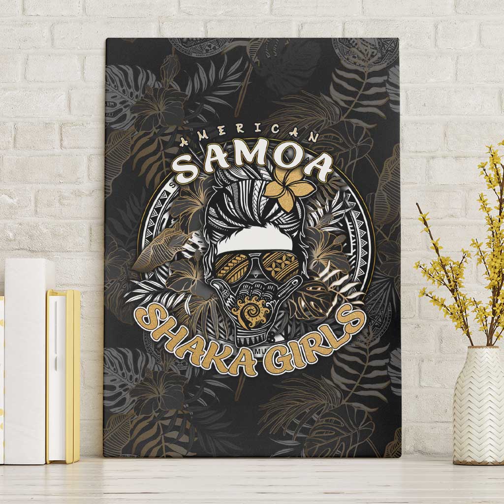 Personalized Shaka Girls America Samoa Canvas Wall Art Tropical Flowers Vintage DT02 Without Frame Black - Polynesian Pride