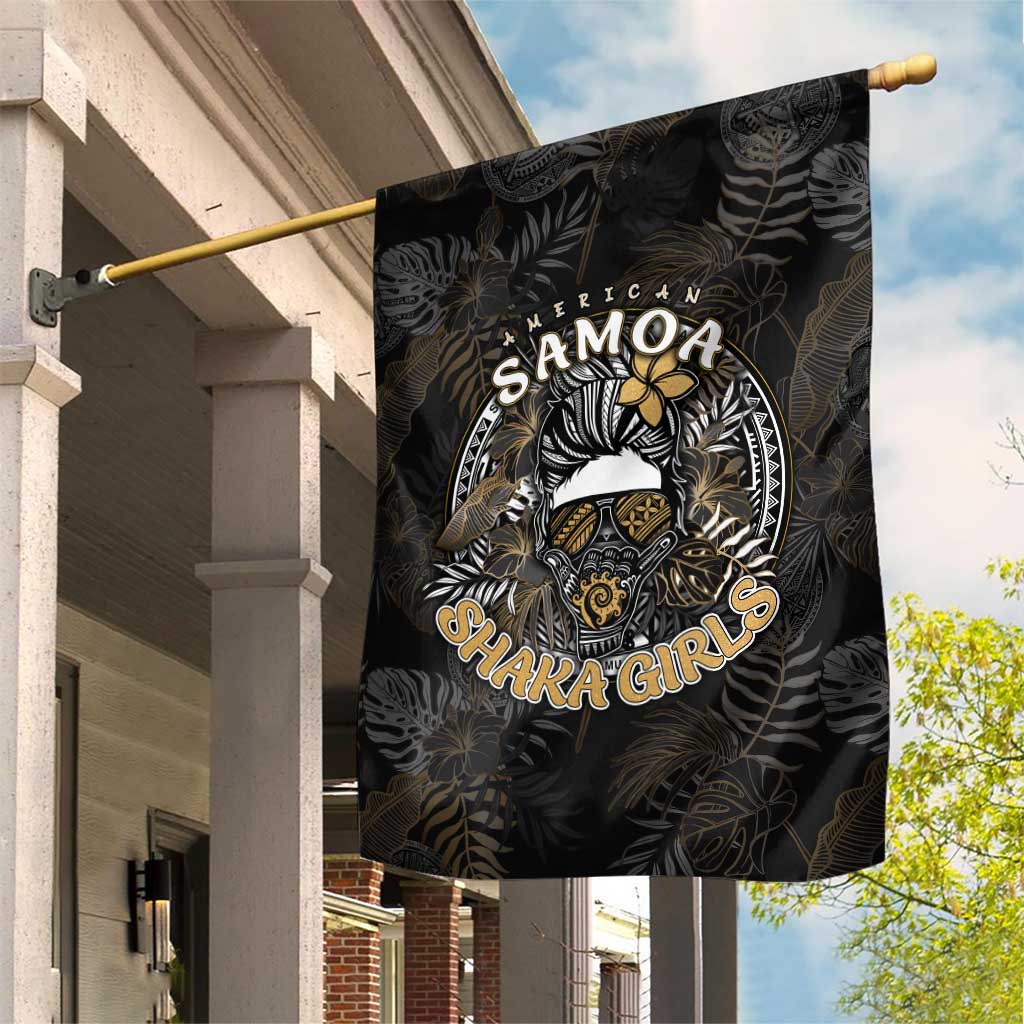 Personalized Shaka Girls America Samoa Garden Flag Tropical Flowers Vintage DT02 House Flag Black - Polynesian Pride