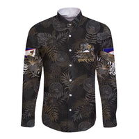 Personalized Shaka Girls America Samoa Long Sleeve Button Shirt Tropical Flowers Vintage DT02 Unisex Black - Polynesian Pride