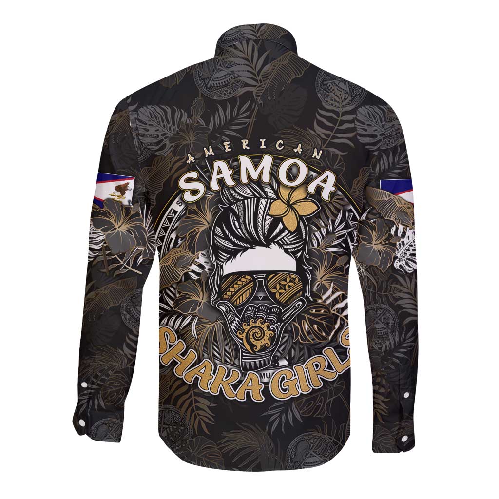 Personalized Shaka Girls America Samoa Long Sleeve Button Shirt Tropical Flowers Vintage DT02 - Polynesian Pride
