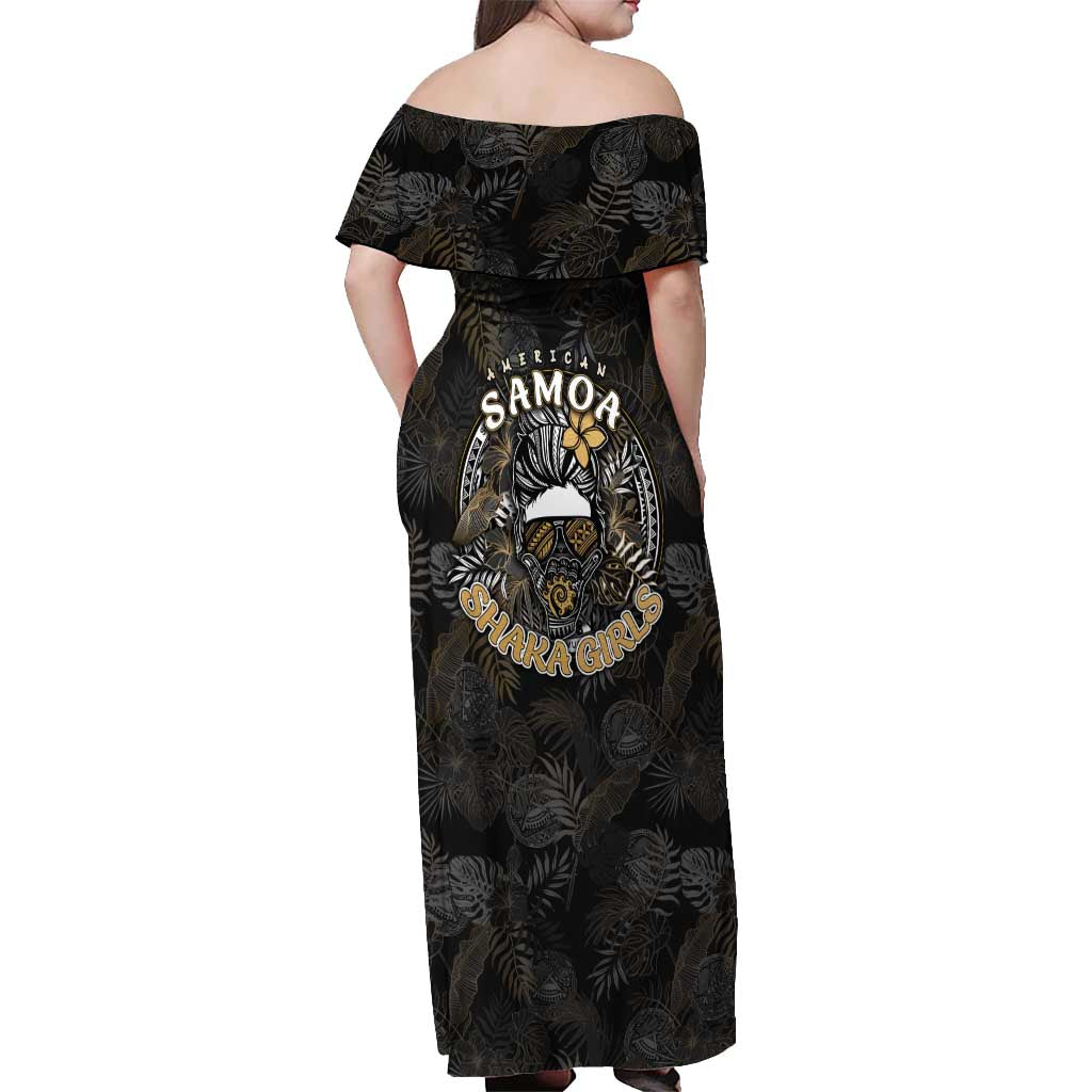 Personalized Shaka Girls America Samoa Off Shoulder Maxi Dress Tropical Flowers Vintage DT02 - Polynesian Pride