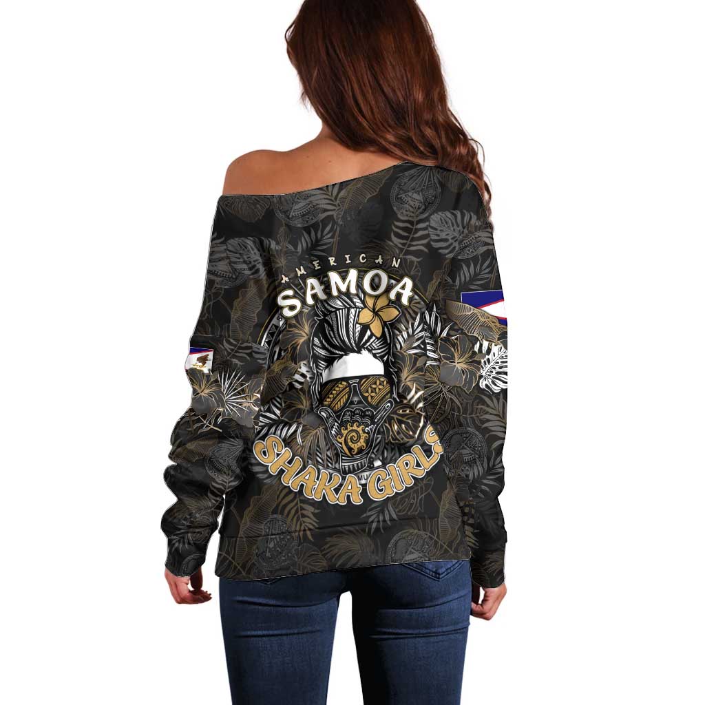 Personalized Shaka Girls America Samoa Off Shoulder Sweater Tropical Flowers Vintage DT02 - Polynesian Pride