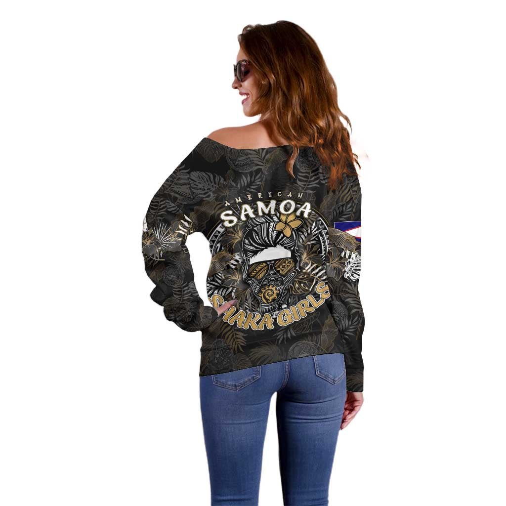 Personalized Shaka Girls America Samoa Off Shoulder Sweater Tropical Flowers Vintage DT02 - Polynesian Pride