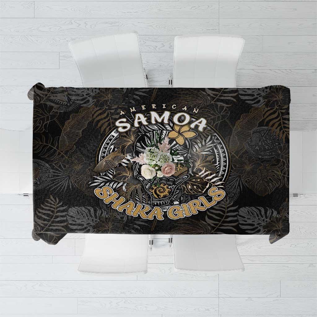 Personalized Shaka Girls America Samoa Tablecloth Tropical Flowers Vintage DT02 Black - Polynesian Pride