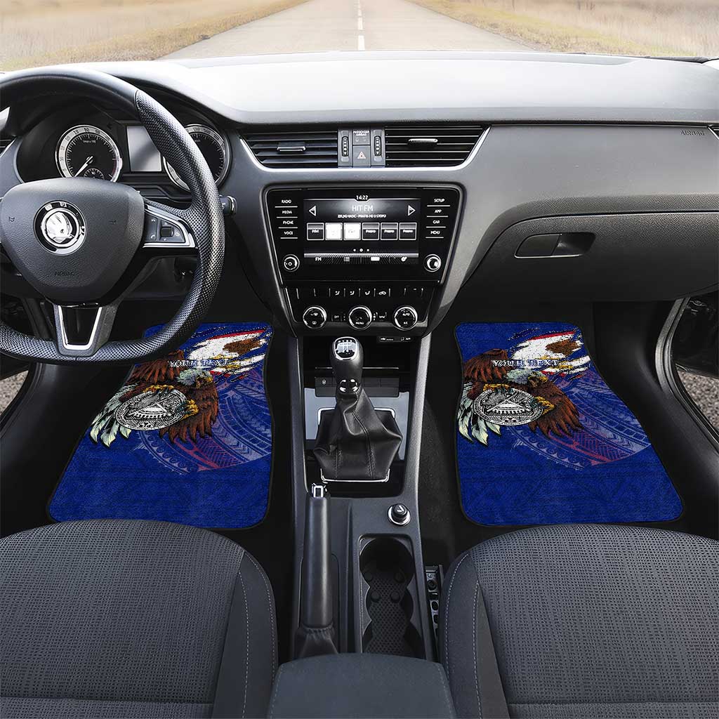 American Samoa Car Mats Brave Eagle Flag Color DT02 Set 2pcs - Front Blue - Polynesian Pride