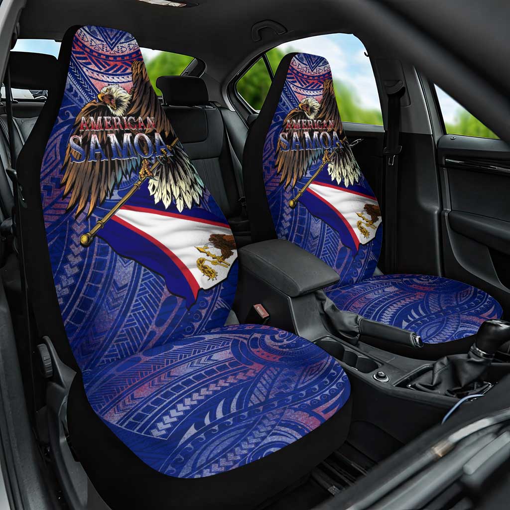 American Samoa Car Seat Cover Brave Eagle Flag Color DT02 One Size Blue - Polynesian Pride