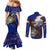 American Samoa Couples Matching Mermaid Dress and Long Sleeve Button Shirt Brave Eagle Flag Color