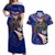 American Samoa Couples Matching Off Shoulder Maxi Dress and Hawaiian Shirt Brave Eagle Flag Color