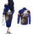 American Samoa Couples Matching Off The Shoulder Long Sleeve Dress and Long Sleeve Button Shirt Brave Eagle Flag Color