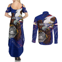 American Samoa Couples Matching Summer Maxi Dress and Long Sleeve Button Shirt Brave Eagle Flag Color DT02 - Polynesian Pride
