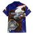 American Samoa Family Matching Off The Shoulder Long Sleeve Dress and Hawaiian Shirt Brave Eagle Flag Color