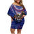 American Samoa Family Matching Off Shoulder Short Dress and Hawaiian Shirt Brave Eagle Flag Color