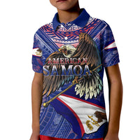 American Samoa Kid Polo Shirt Brave Eagle Flag Color DT02 Kid Blue - Polynesian Pride