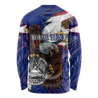 American Samoa Long Sleeve Shirt Brave Eagle Flag Color DT02 - Polynesian Pride