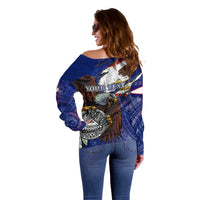 American Samoa Off Shoulder Sweater Brave Eagle Flag Color DT02 - Polynesian Pride