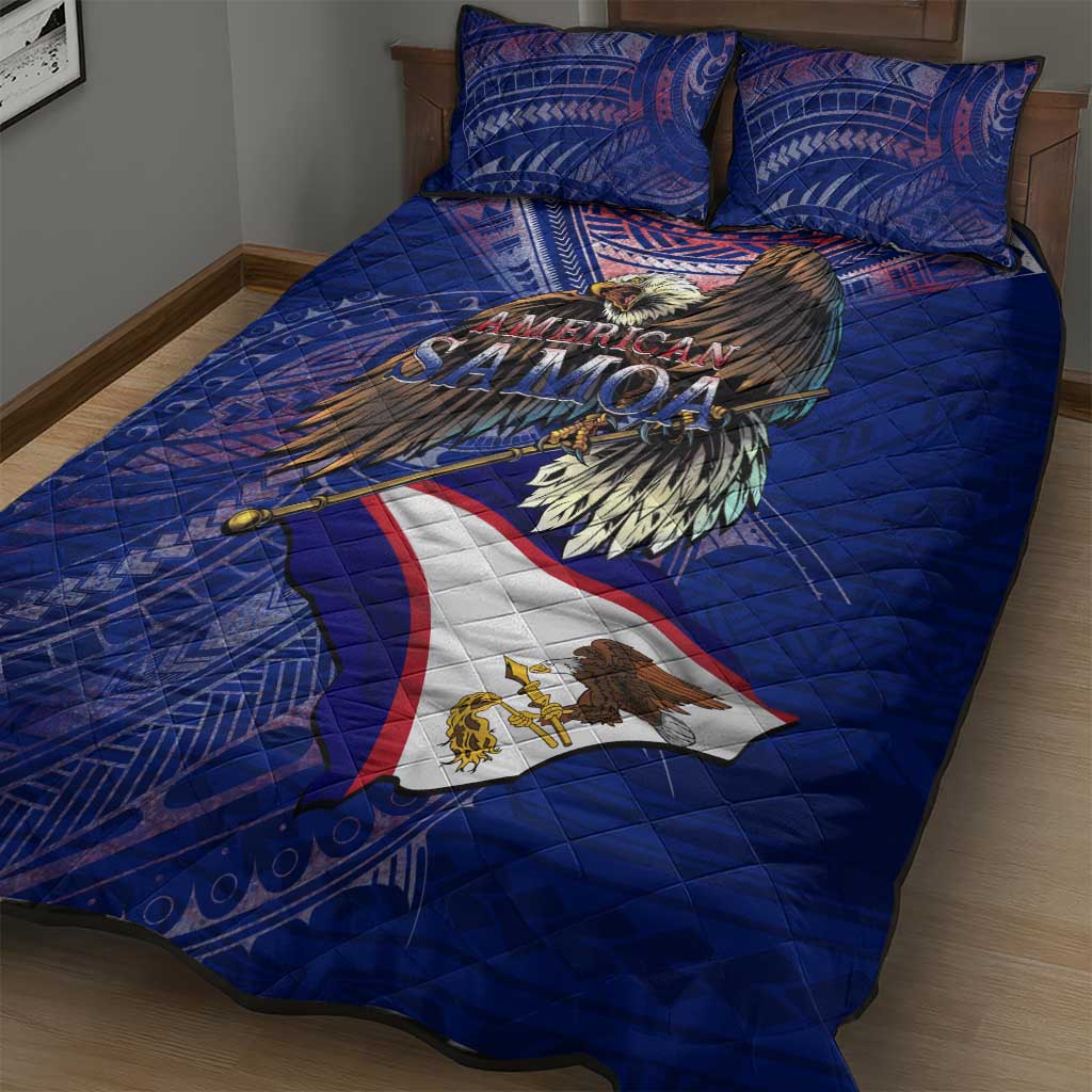 American Samoa Quilt Bed Set Brave Eagle Flag Color DT02 - Polynesian Pride