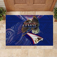 American Samoa Rubber Doormat Brave Eagle Flag Color DT02 Blue - Polynesian Pride