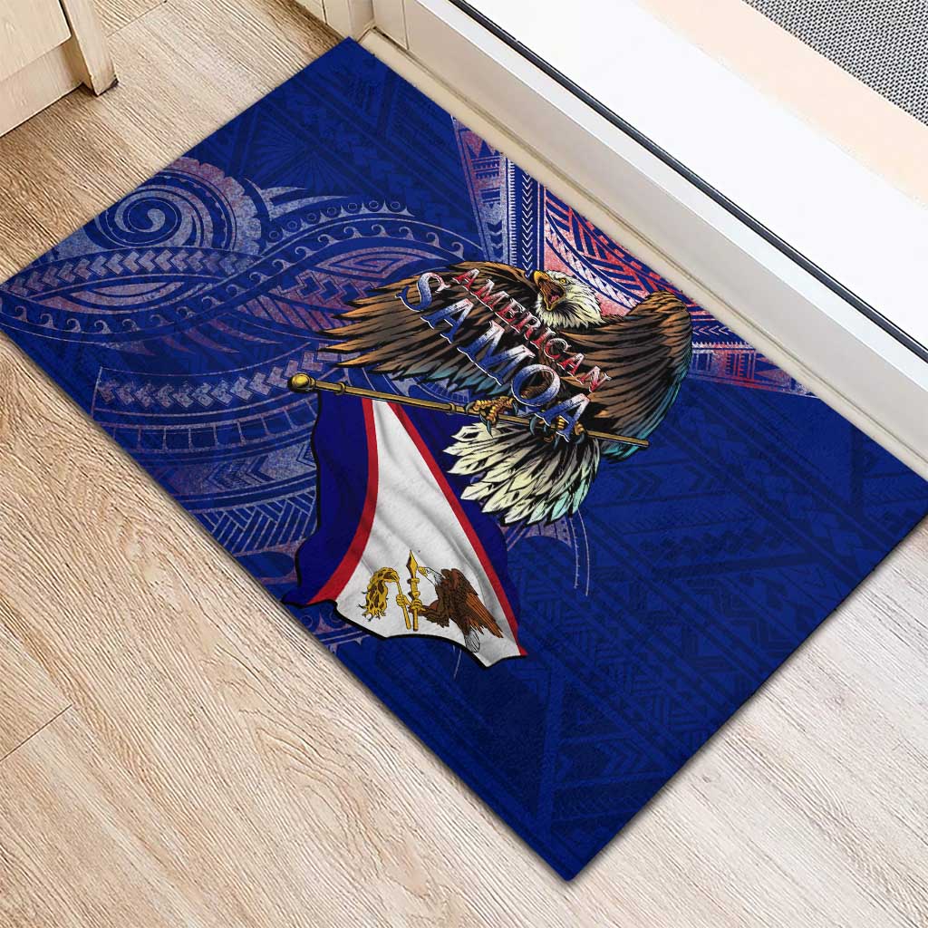 American Samoa Rubber Doormat Brave Eagle Flag Color DT02 - Polynesian Pride