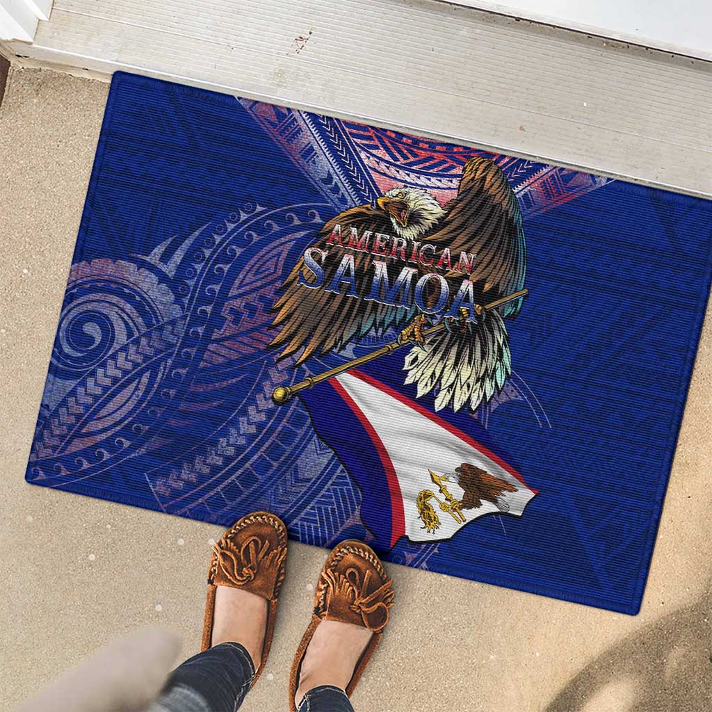 American Samoa Rubber Doormat Brave Eagle Flag Color DT02 - Polynesian Pride