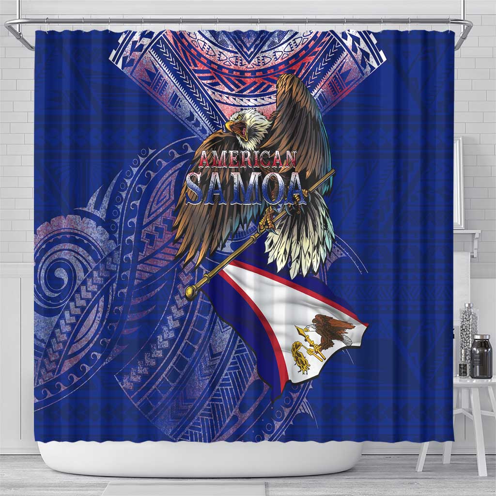 American Samoa Shower Curtain Brave Eagle Flag Color DT02 - Polynesian Pride
