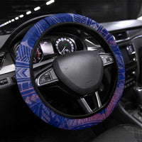 American Samoa Steering Wheel Cover Brave Eagle Flag Color DT02 Universal Fit Blue - Polynesian Pride