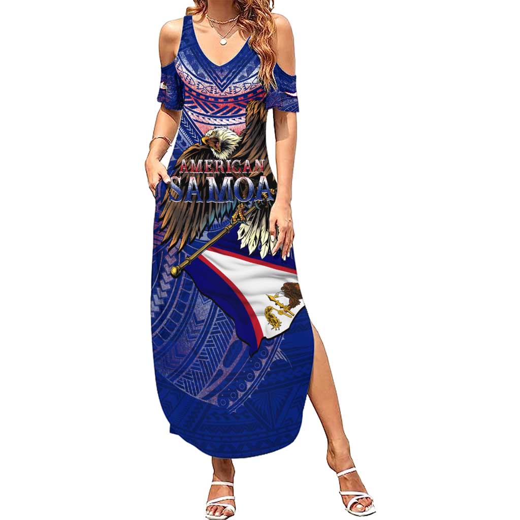 American Samoa Summer Maxi Dress Brave Eagle Flag Color