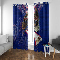 American Samoa Window Curtain Brave Eagle Flag Color DT02 With Grommets Blue - Polynesian Pride