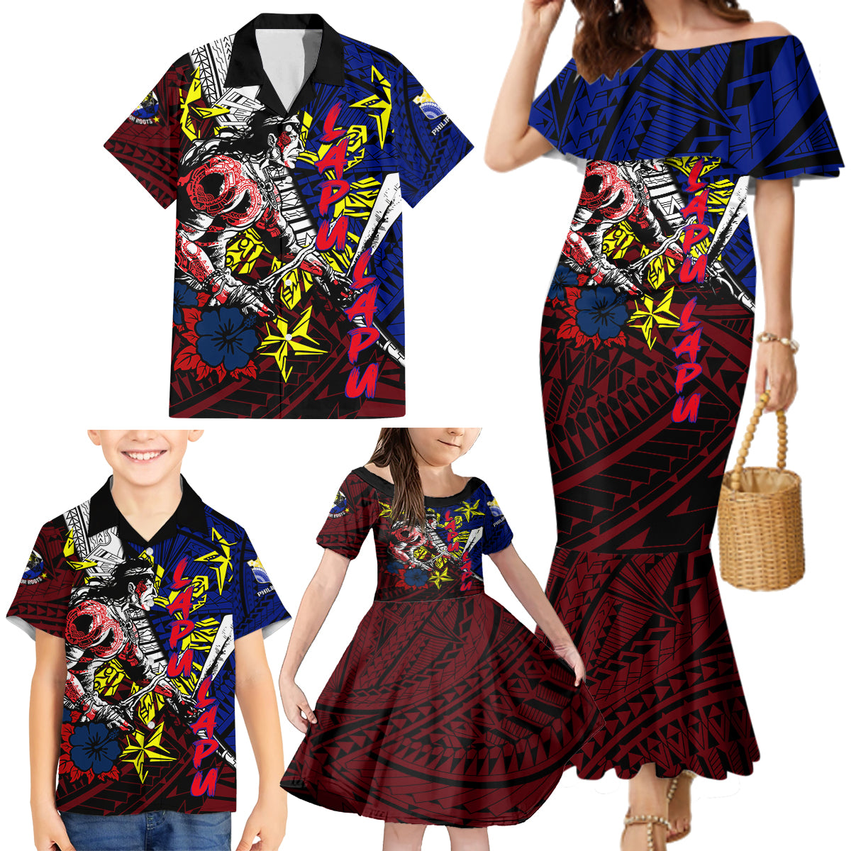 Philippines Lapu Lapu Family Matching Mermaid Dress and Hawaiian Shirt Chief Filipino Tattoo DT02 - Polynesian Pride