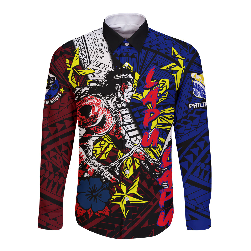 Philippines Lapu Lapu Long Sleeve Button Shirt Chief Filipino Tattoo DT02 Unisex Art - Polynesian Pride