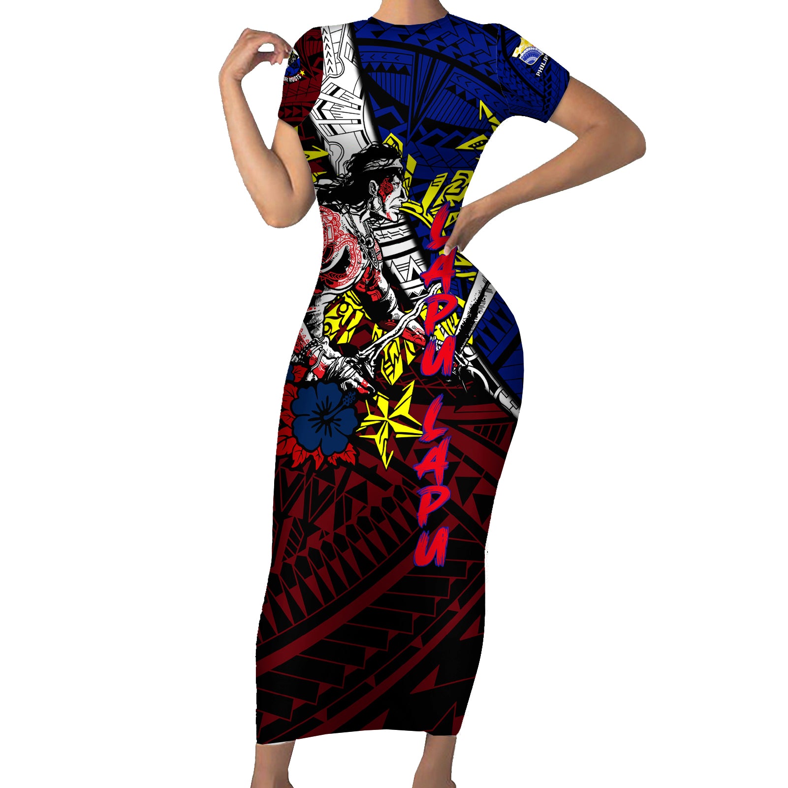 Philippines Lapu Lapu Short Sleeve Bodycon Dress Chief Filipino Tattoo DT02 Long Dress Art - Polynesian Pride