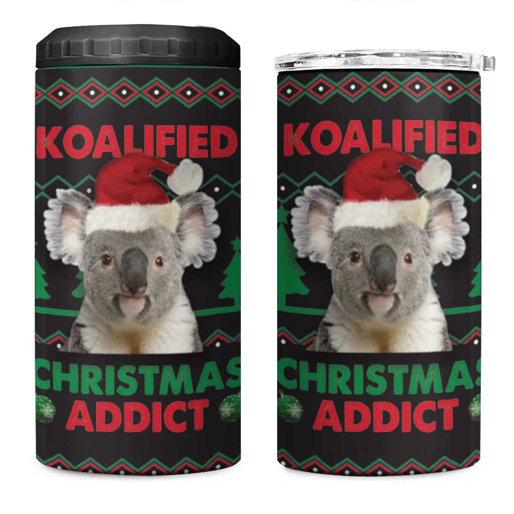 Cute Koala 4 in 1 Can Cooler Tumbler Koalified Christmas Addict DT03 One Size: 16 oz Black - Polynesian Pride