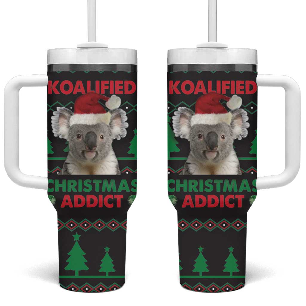 Cute Koala Tumbler With Handle Koalified Christmas Addict DT03 One Size: 40 oz Black - Polynesian Pride