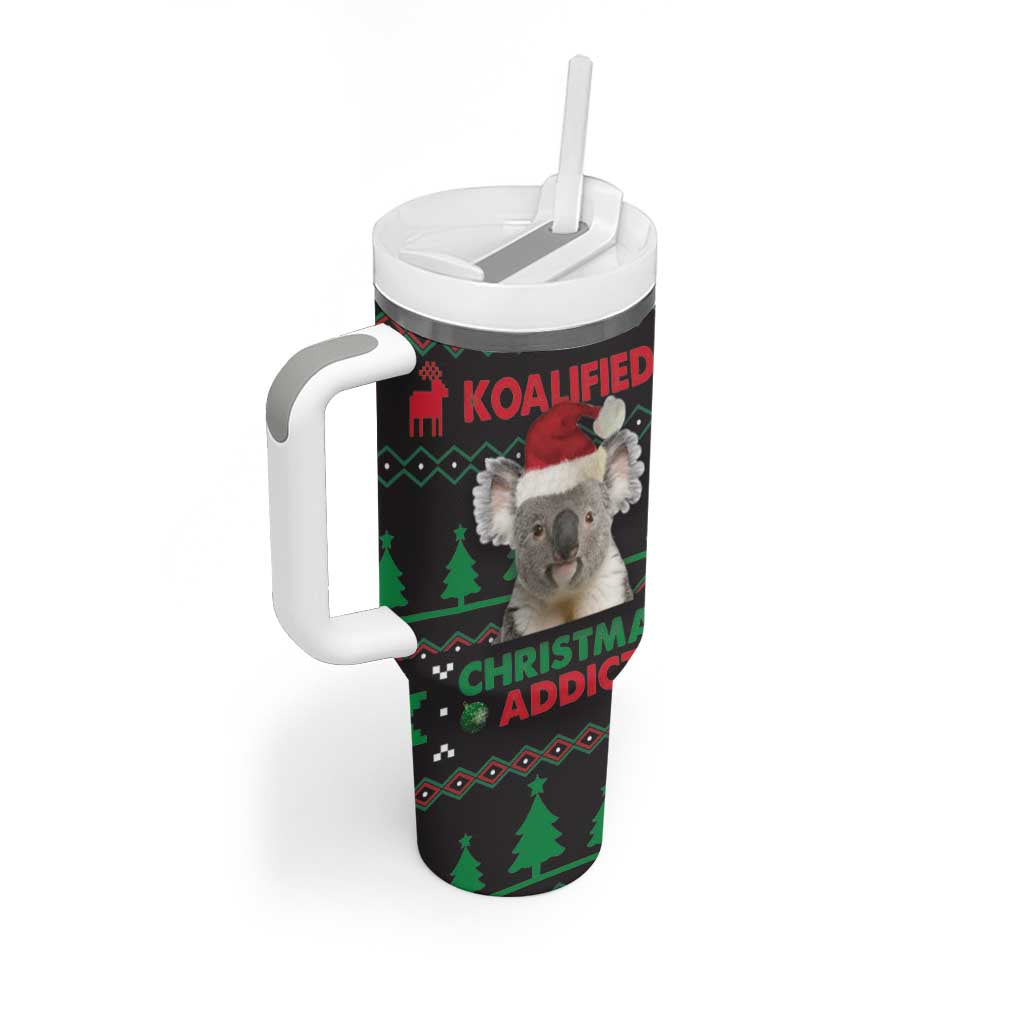Cute Koala Tumbler With Handle Koalified Christmas Addict DT03 - Polynesian Pride