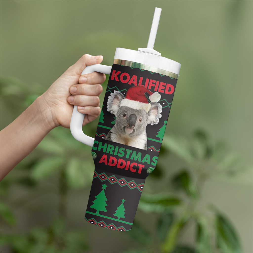 Cute Koala Tumbler With Handle Koalified Christmas Addict DT03 - Polynesian Pride