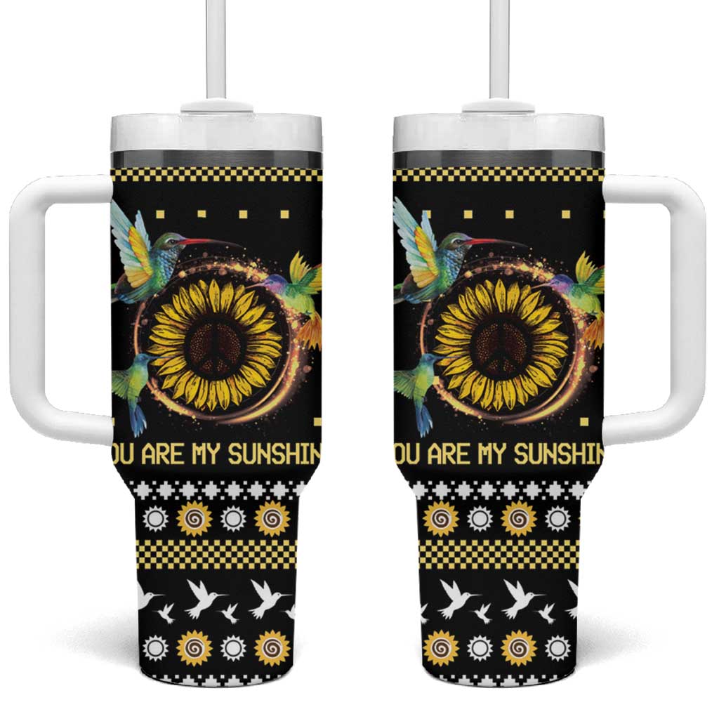 Hummingbird Sunflower Christmas Tumbler With Handle You Are My Sunshine DT03 One Size: 40 oz Black - Polynesian Pride