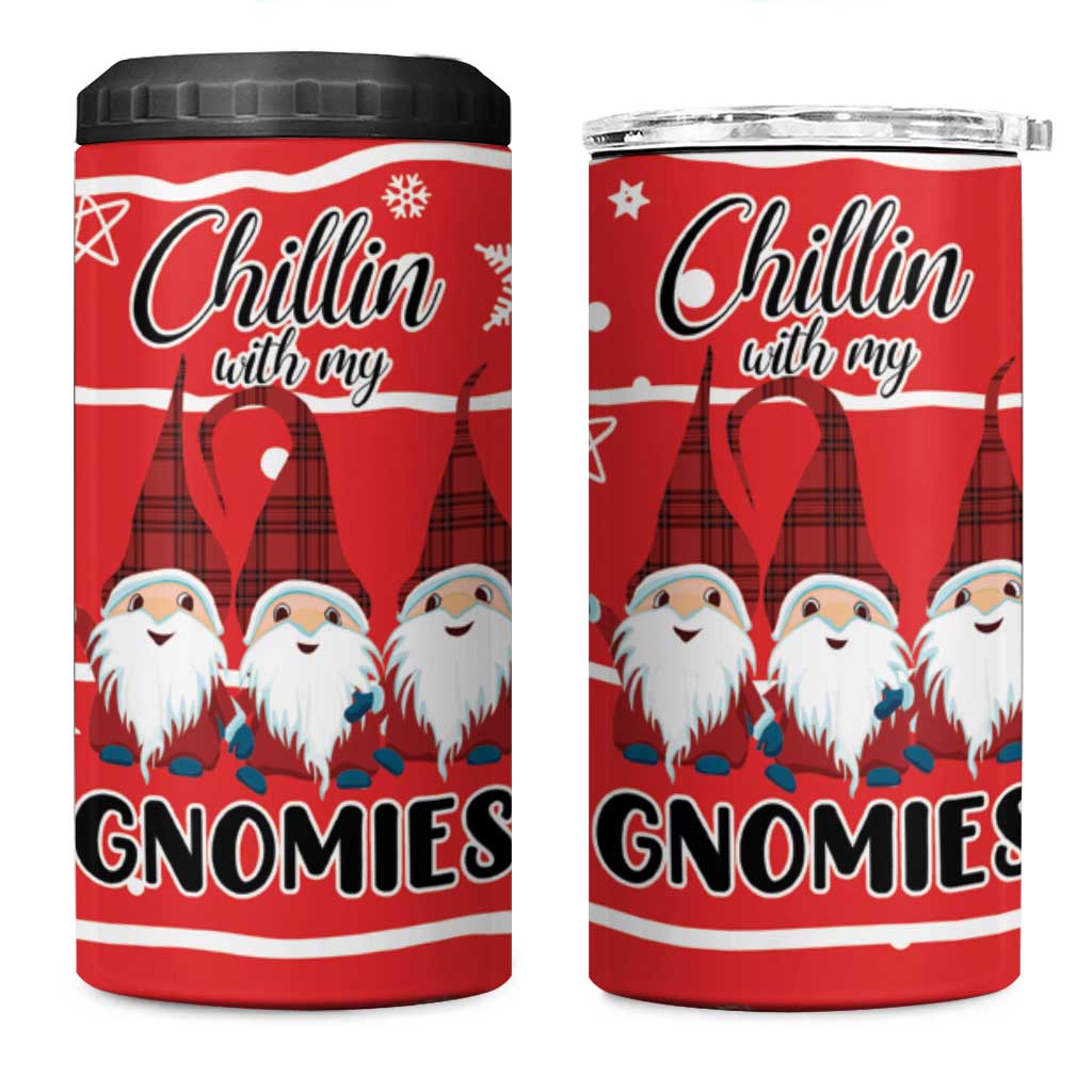 Chillin With My Gnomies 4 in 1 Can Cooler Tumbler Merry Christmas DT03 One Size: 16 oz Red - Polynesian Pride