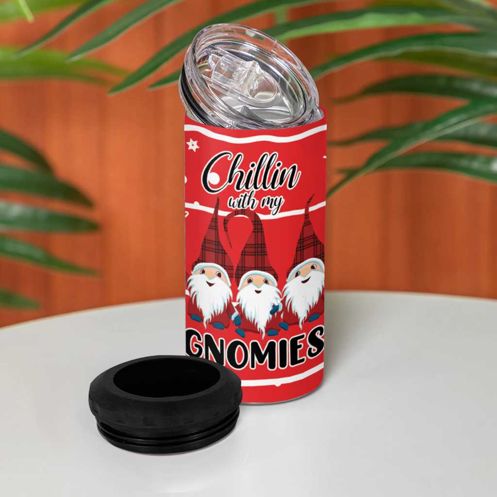 Chillin With My Gnomies 4 in 1 Can Cooler Tumbler Merry Christmas DT03 - Polynesian Pride