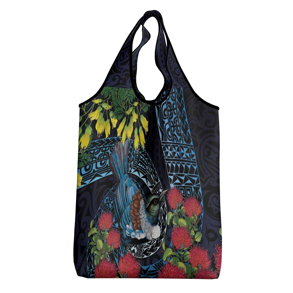 New Zealand Tui Bird Grocery Bag Maori Koru Mix Pohutukawa DT04 - Polynesian Pride