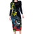 New Zealand Tui Bird Long Sleeve Bodycon Dress Maori Koru Mix Pohutukawa