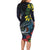 New Zealand Tui Bird Long Sleeve Bodycon Dress Maori Koru Mix Pohutukawa