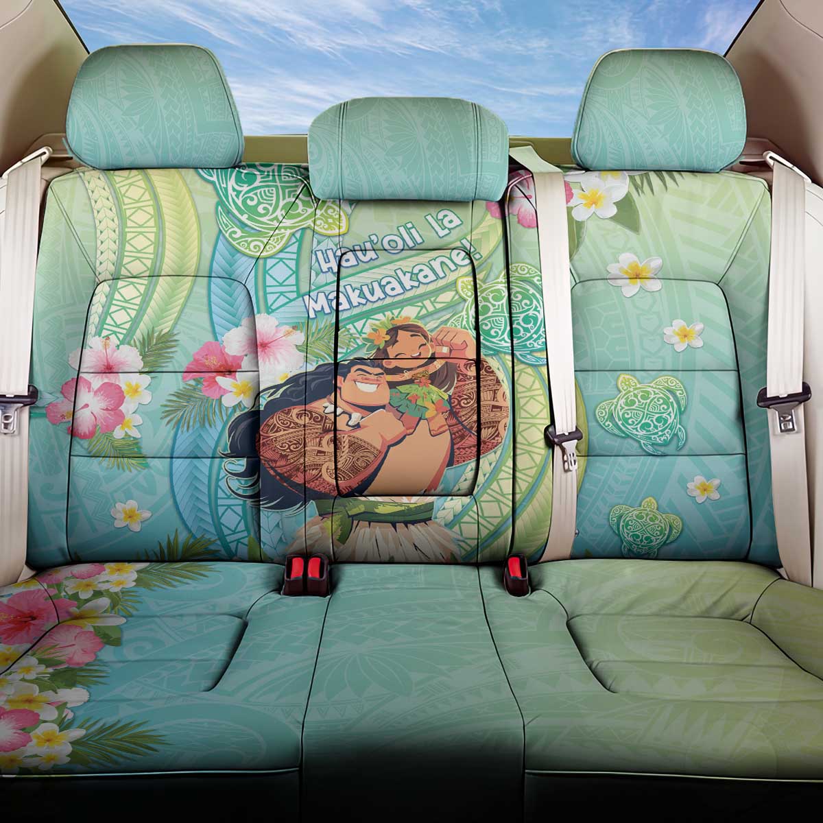 Hawaii Father's Day Back Car Seat Cover Happy Father And Child DT04 One Size Green - Polynesian Pride