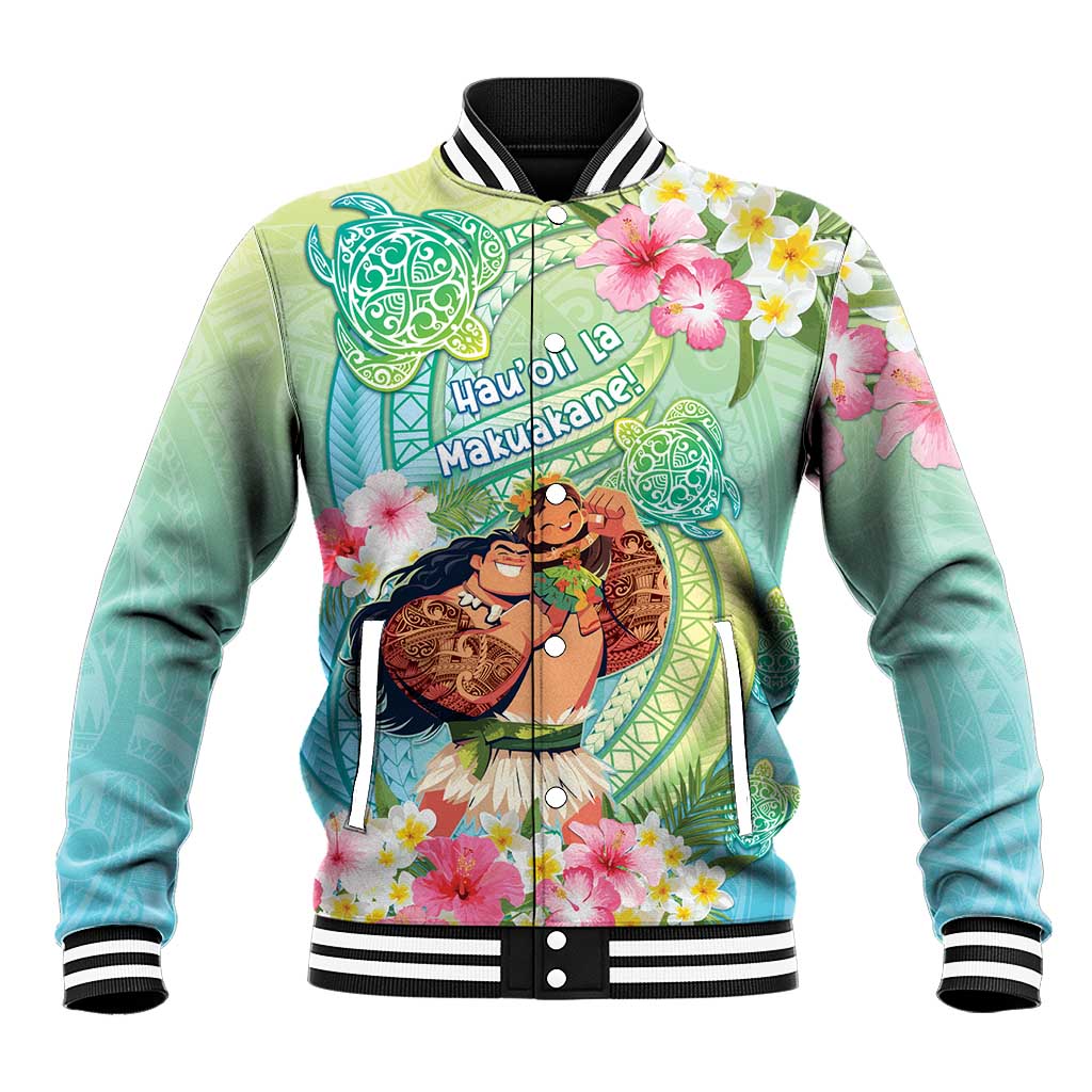 Personalised Hawaii Father's Day Baseball Jacket Happy Father And Child DT04 Unisex Green - Polynesian Pride